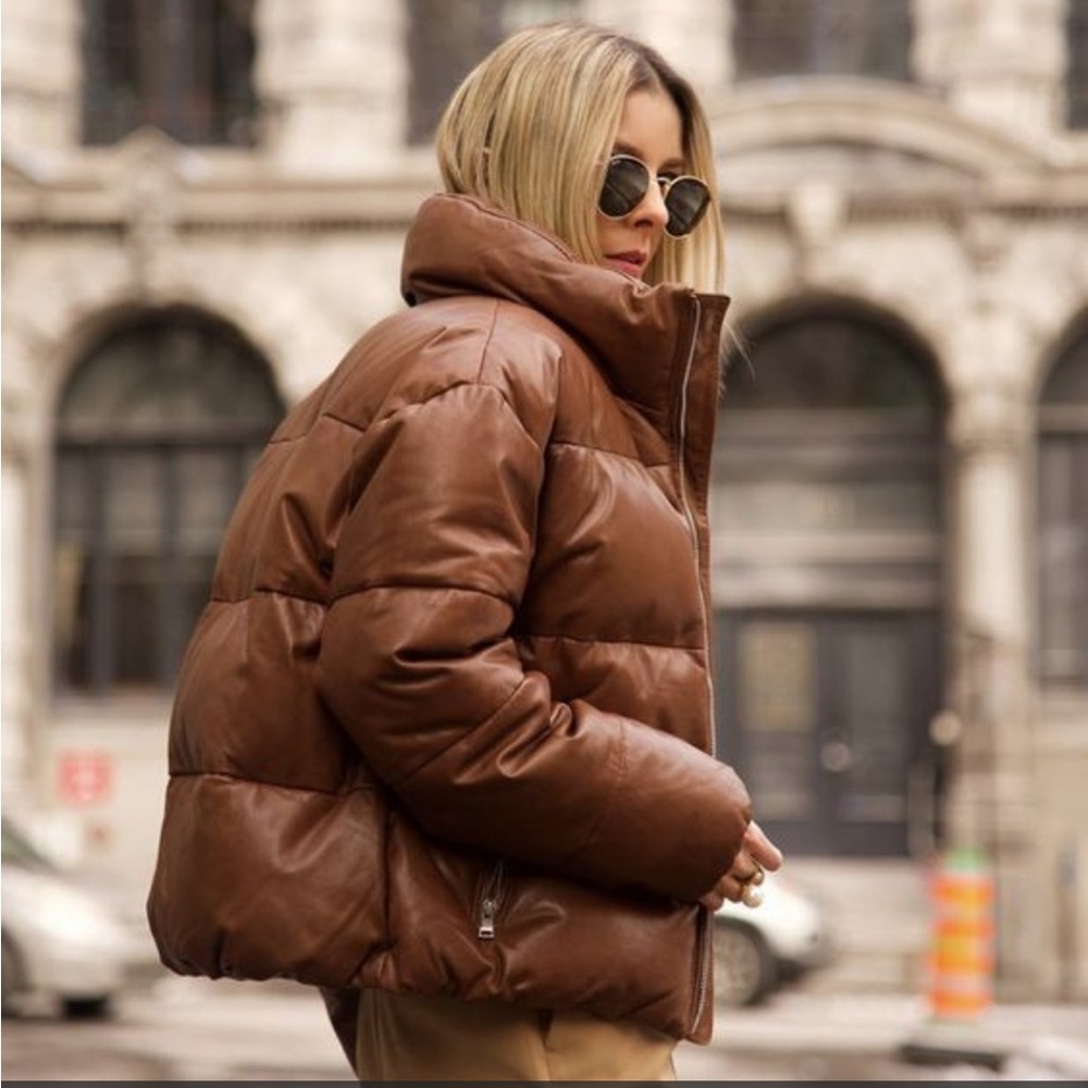 Zara Faux Leather Puffer